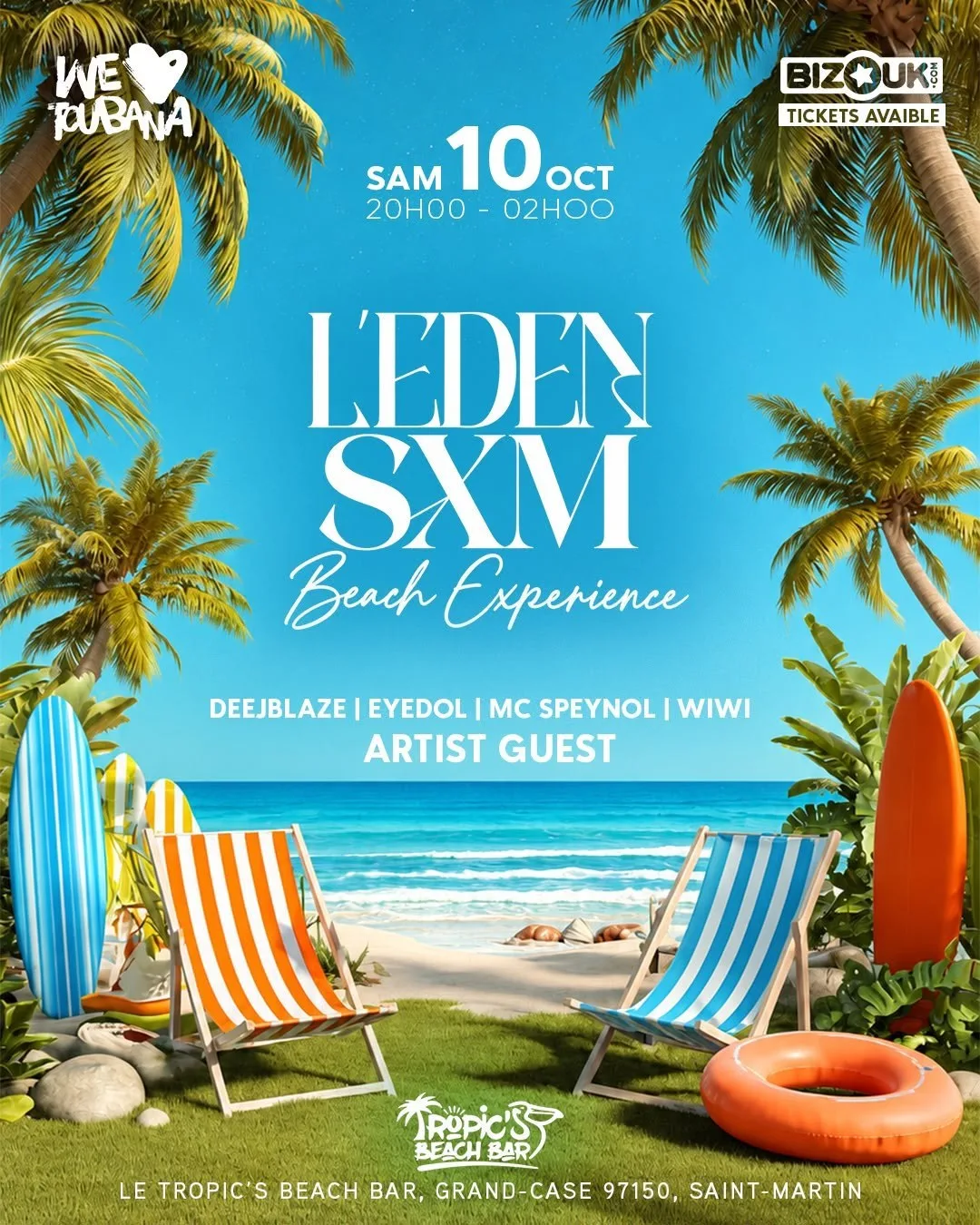 L'Eden SXM Beach Experience à Tropic's Beach Bar