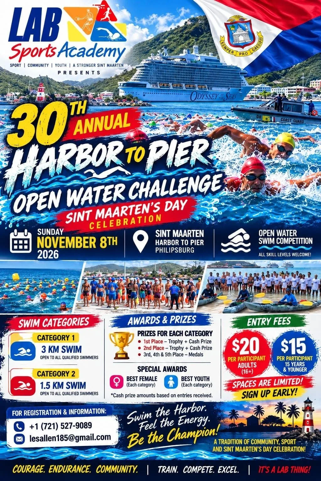 Harbor to Pier : 30e Open Water Challenge à Philipsburg
