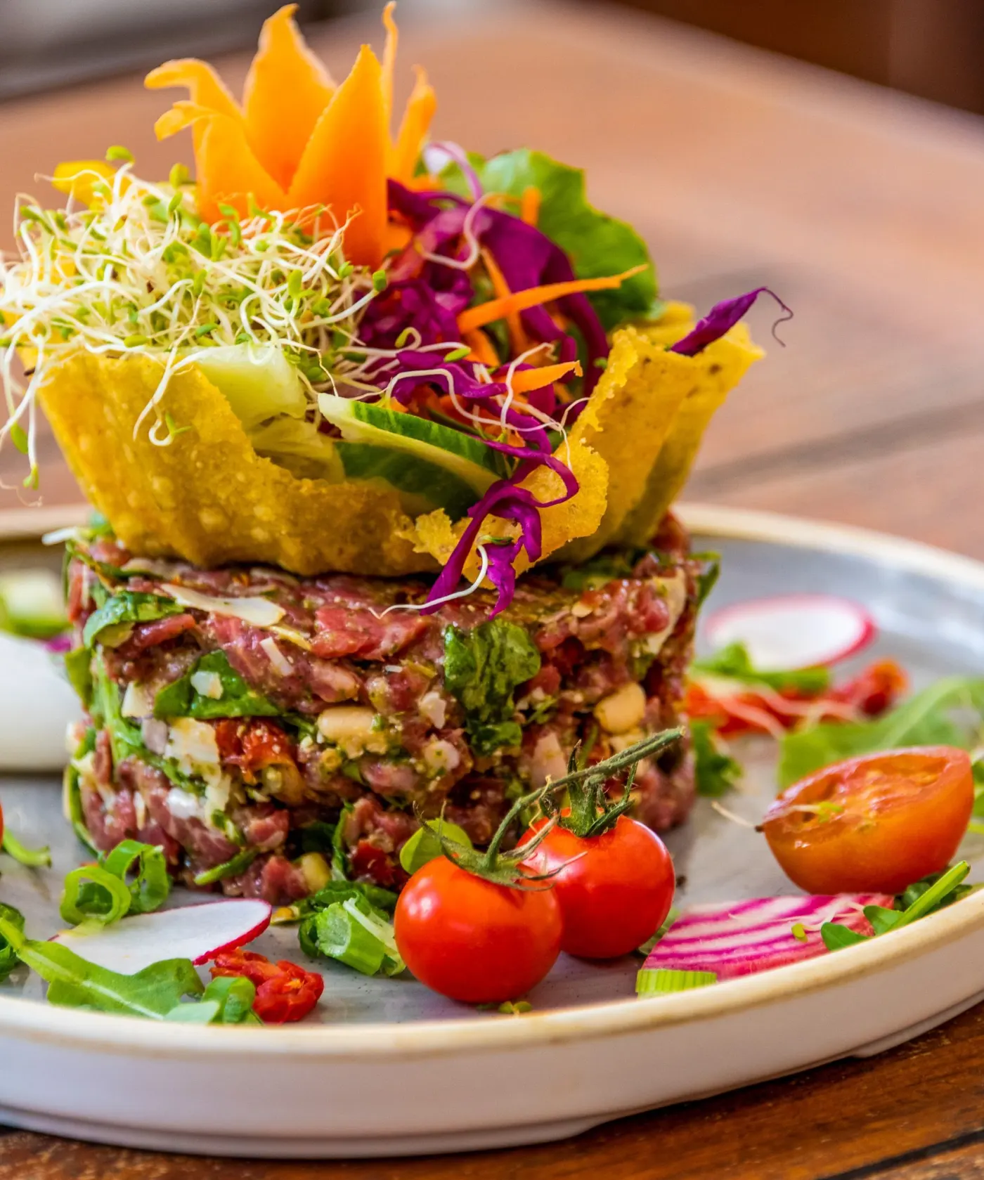 Bikini Beach - tartare de bœuf Angus aux légumes croquants