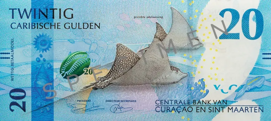 Billet de 20 florins caribéens, recto